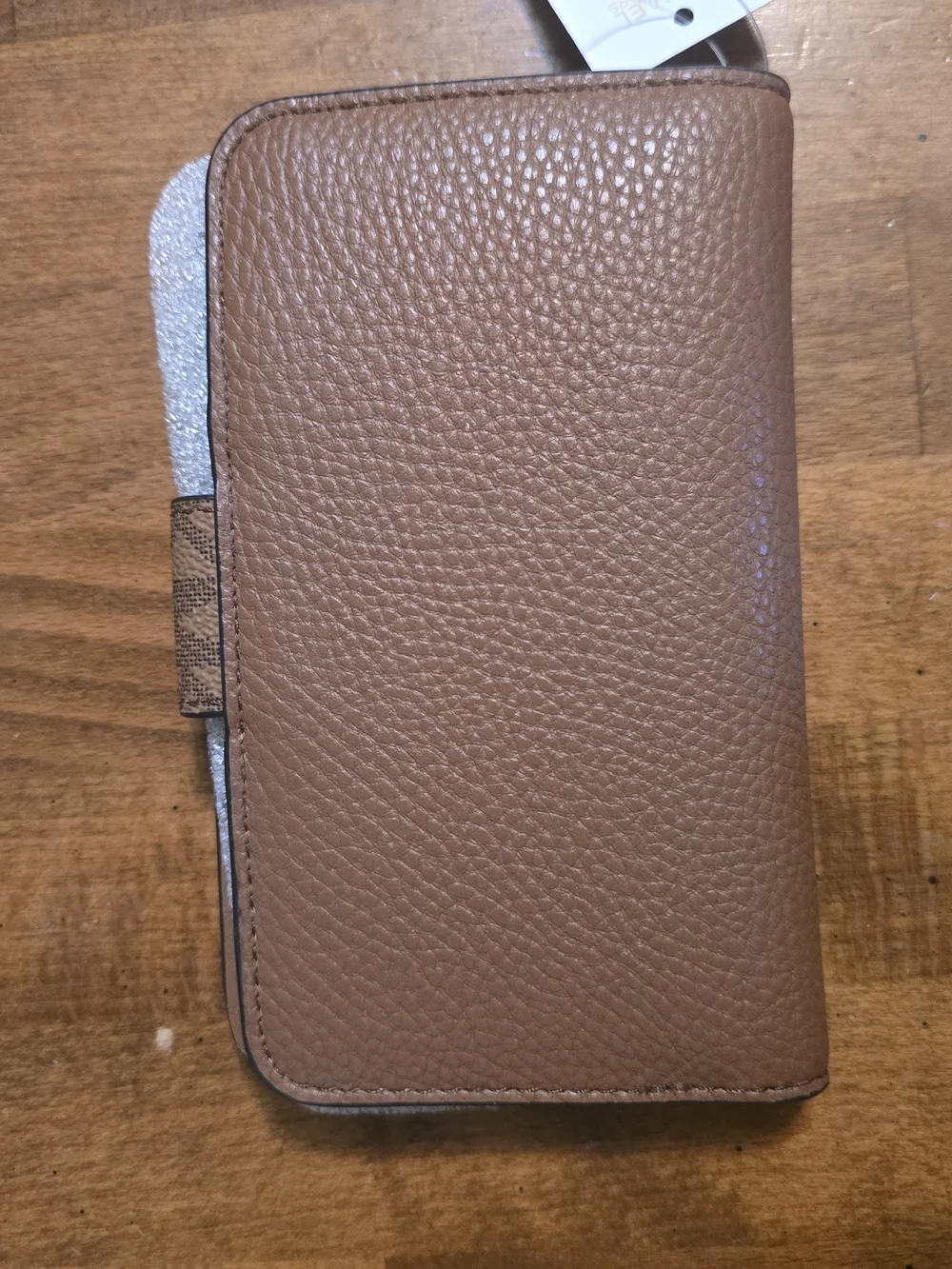 Michael Kors Brown Pebbled Leather Continental Wallet with Signature Trim